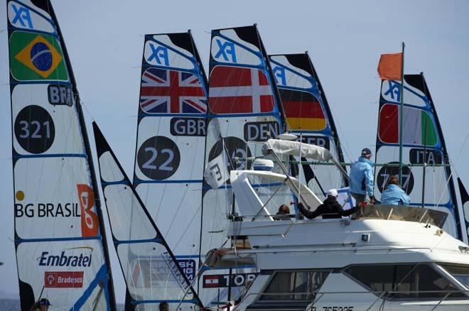 49erFX medal race action - 2014 ISAF Sailing World Cup Hyeres © Franck Socha